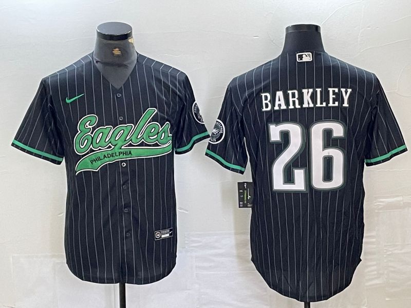 Men Philadelphia Eagles #26 Barkley Black Stripe 2024 Nike Co branded NFL Jersey style 1->philadelphia eagles->NFL Jersey